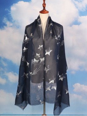 Foil Stars Print Fashion Scarf